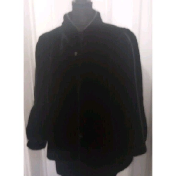 Vintage Outerlayers Coat Faux Fur Bomber USA Sz 16.5 Velvet Black Mob Wife Retro - Picture 1 of 16